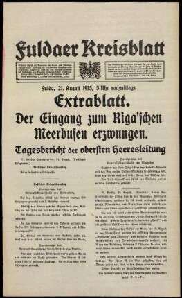 Ausgabe vom Samstag, den 21. August 1915.