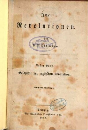 Zwei Revolutionen : Von F. C. Dahlmann. 1