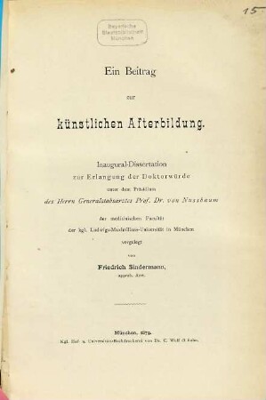 Ein Beitrag zur künstlichen Afterbildung