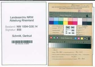 Entnazifizierung Gertrud Schmitt , geb. 29.03.1901 ()