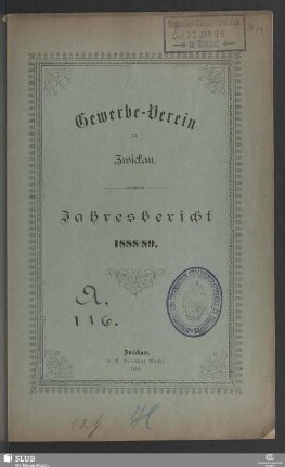 1888/89(1890): Jahresbericht des Gewerbevereins zu Zwickau