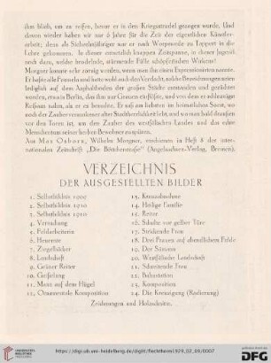 Verzeichnis der ausgestellten Bilder (Nr.1-24)