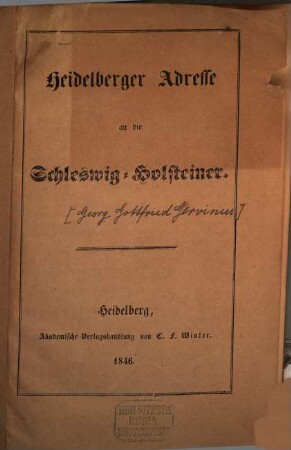 Heidelberger Adresse an die Schleswig-Holsteiner