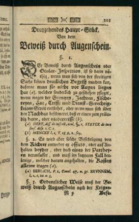 201-211, Dreyzehendes Haupt-Stück, von dem Beweiß durch Augenschein