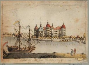Schloss Moritzburg nach Nordosten, mit Segelschiff
