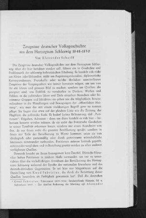 Zeugnisse deutscher Volksgeschichte aus dem Herzogtum Schleswig 1848-1850