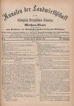 No. 9. Berlin, den 27. Februar 1867. VII. Jahrgang.