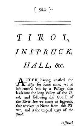 TIROL, INSPRUCK, HALL, &C.