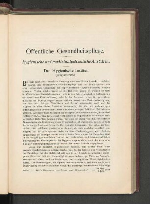 Hygienische und medizinalpolizeiliche Anstalten.