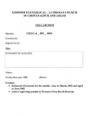 STATEMENT OF ACCOUNTS