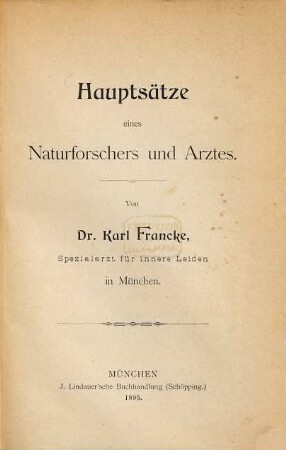 Hauptsätze eines Naturforscher und Arztes