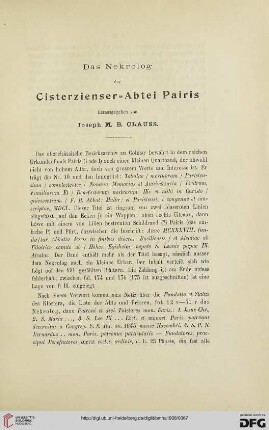 2.Ser. 22.1908: Das Nekrolog der Cisterzienser-Abtei Pairis