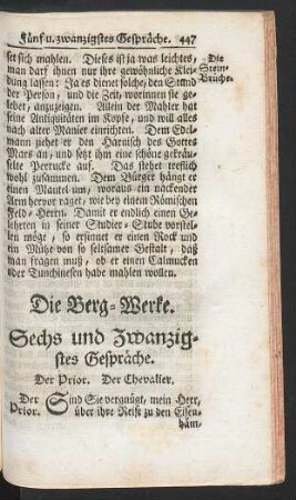 Sechs und zwanzigstes Gespräche. Die Berg-Werke.