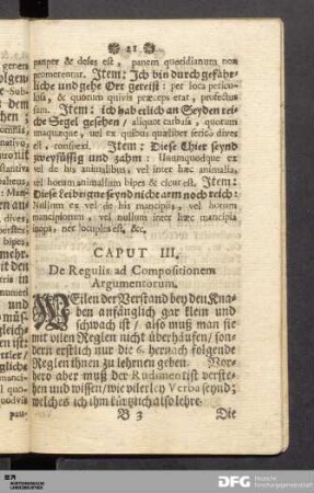 Caput III. De Regulis ad Compositionem Argumentorum.