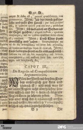 Caput III. De Regulis ad Compositionem Argumentorum.
