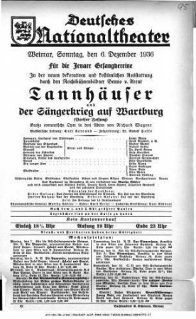 Tannhäuser und Der Sängerkrieg auf Wartburg
