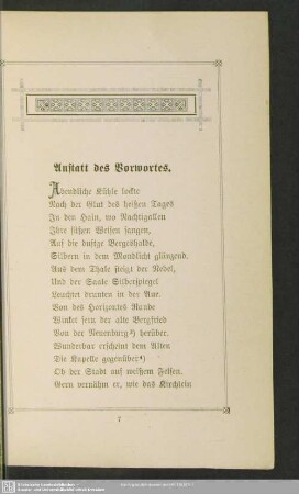 Anstatt des Vorwortes