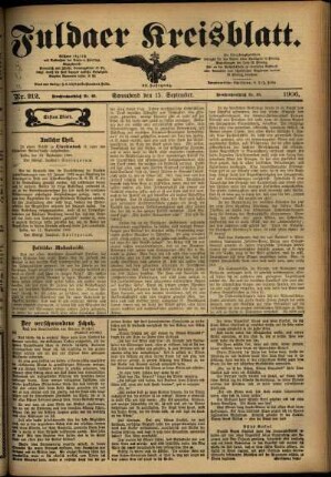 Erste Ausgabe vom Samstag, den 15. September 1906.