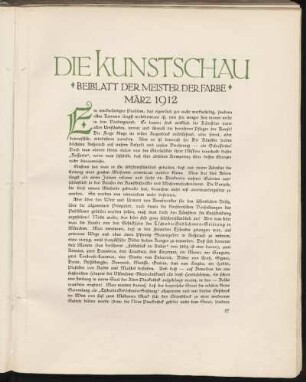 Die Kunstschau - Beiblatt der Meister der Farbe - März 1912