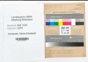 Entnazifizierung Maria Elisabeth Immerath , geb. 08.06.1922 (Stenotyp.)