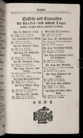 Episteln und Evangelien der Apostel- und anderer Tage, welche einiger Orten gefeyret werden.