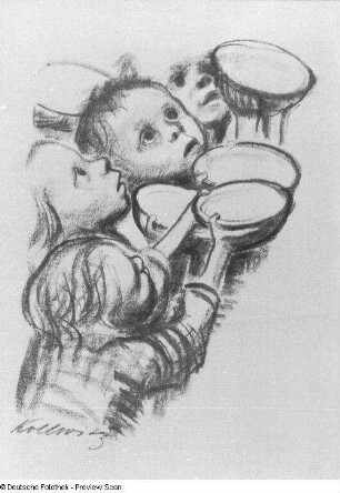 Hungernde Kinder,1924 : Lithografie, 44,5 x 32,5 cm, Dresden, Kupferstich-Kabinett