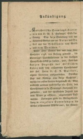 Ankündigung.