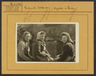 Räumen der Trümmer als Vorarbeit für den Neubau des Hauses der Sorben. Die Jugendbrigade aus Hochkirch. : Rumowanje rozwalinow za natwar Serbskeho domu. Młodźinska brigada z Bukec.