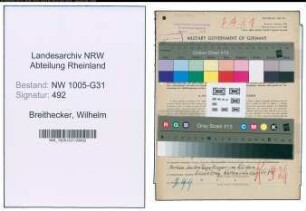 Entnazifizierung Wilhelm Breithecker , geb. 08.12.1902 (Gastwirt)