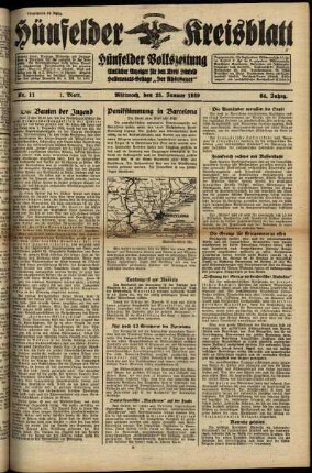 Erste Ausgabe vom Mittwoch, den 25. Januar 1939.