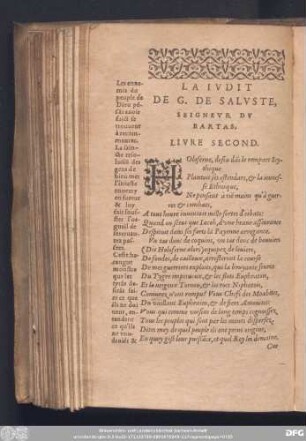 La Judit De G. De Saluste, Seigneur Du Bartas. Livre Second.
