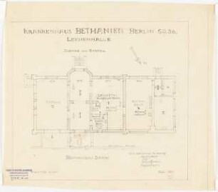 Evangelisches Diakonissenkrankenhaus Bethanien, Berlin-Kreuzberg Nebengebäude: Leichenhalle: Grundriss 1:100