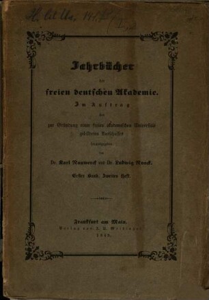 Jahrbücher der Freien Deutschen Akademie, 1. 1849, H. 2