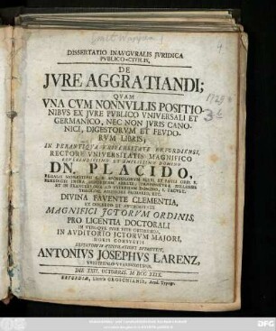 Dissertatio Inavgvralis Jvridica Pvblico-Civilis, De Jvre Aggratiandi