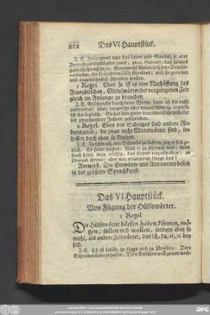 Das VI Hauptstück. Von Fügung der Hülfswörter.