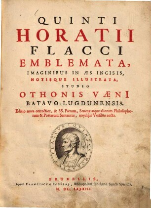 Quinti Horatii Flacci Emblemata : imaginibus in aes incisis, notisque illustrata