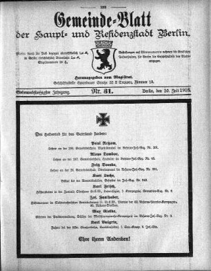 1916,31: Nr. 31, 30. Juli 1916