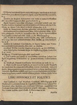 Libri Historici Et Politici.
