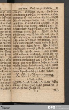 X. Buß-Vermahnung. 2. Vers 32, Psal.
