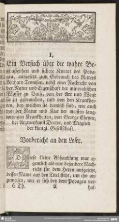 Vorbericht an den Leser