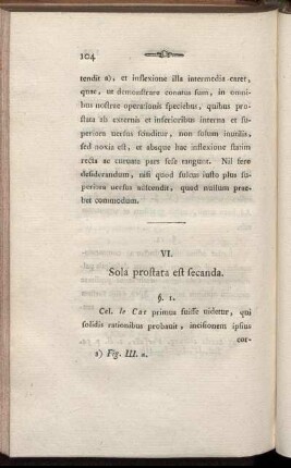 VI. Sola prostata est secanda.