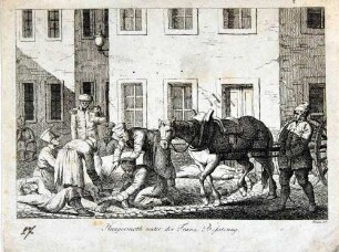 Hungersnot unter der französischen Besatzung. Blatt 17 aus der Serie "Dresdens Not und Rettung, 1813"