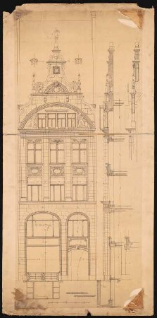 Etagenwohn- und Geschäftshaus Krausenstraße 40, Berlin: Fasssadenteilansichten, 1:25