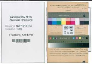 Entnazifizierung Karl Ernst Friedrichs , geb. 11.10.1909 (Volkswirt)