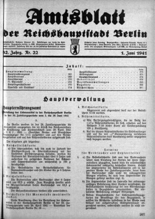 1941,22: Nr. 22, 1. Juni 1941