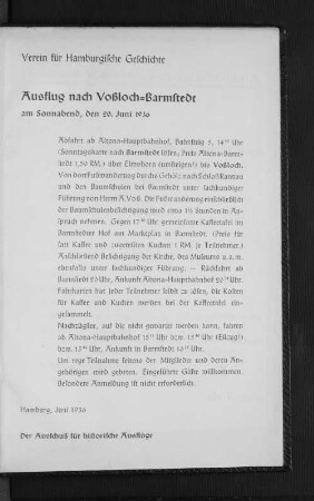 Ausflug nach Voßloch=Barmstedt am Sonnabend, den 20. Juni 1936