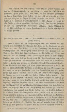 515-525 Zur Geschichte der evangelischen Landeskirche in Siebenbürgen : Zweiter Artikel