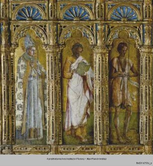 Madonna mit zwölf Heiligen und Kreuzigung