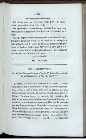 Sur l´elimination.