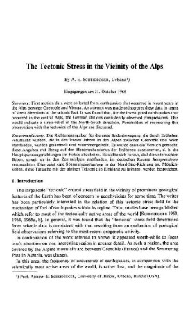 The tectonic stress in the vicinity of the Alps